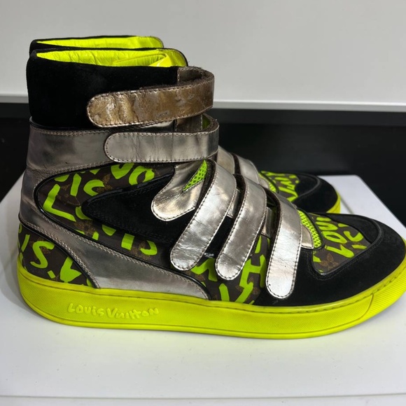 Louis Vuitton Stephen Sprouse GRAFFITI SNEAKERS High top Size 10 US Spellout - Picture 1 of 12